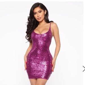NWT Fashion nova baby tonight sequin dress fuchsia